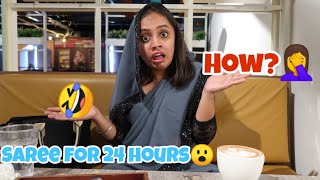 I wore SAREE for 24 HOURS 😲 gopsvlogs [upl. by Noicnecsa90]