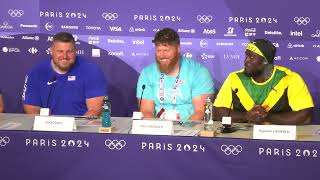 Ryan Crouser Wins Third Straight Olympic Shot Put Press Conference [upl. by Assadah]