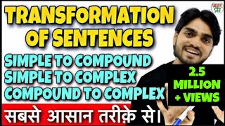 Transformation  Transformation of Sentences  RulesBodyConceptIn Hindi  SimpleCompoundComplex [upl. by Oidacra]