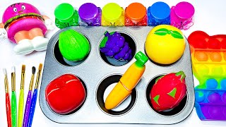 Satisfying Video l How to Make Rainbow Shiny Lollipops FROM Colored Fruits NEW Paints Cutting ASMR [upl. by Harpp]