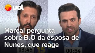 Debate UOLFolha Pablo Marçal questiona Nunes várias vezes sobre BO da esposa Como você é baixo [upl. by Herrle]