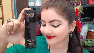 lakme absolute argan oil serum foundation SPF 45 review amp demo  skincare with makeup  RARA [upl. by Gould476]