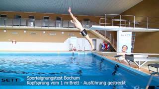 SPORTEIGNUNGSTEST BOCHUM 2015  KOPFSPRUNG1mBrett [upl. by Emilee]