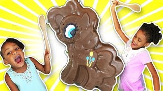 Giant My Little Pony Surprise Eggs Chocolate With Shopkins Palace Pets  Naiah and Elli Toys Show [upl. by Farica455]