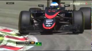 F1 2015 Italian GP Alonso Super Oversteering Ascari [upl. by Trinetta]