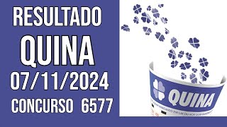 🔥 🍀 QUINA hoje  07112024  Resultado concurso 6577 [upl. by Ahsir]