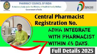 How to Apply Central Pharmacist Registration NumberPharmacist Profile Integrate with ABHA no 2024 [upl. by Nanor]