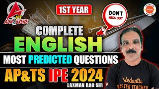 AP amp TS Inter 1st Year English Most Predicted Questions  IPE 2024  Inter Exams 2024 [upl. by Eirrol536]