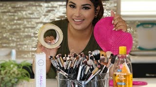 Tutorial de Cómo limpiar y lavar las brochas o pinceles de maquillaje  roccibella [upl. by Barbaraanne513]