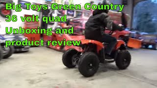 Electric ATV Big Toys Green country monster quad unboxing video [upl. by Ahsinaw]