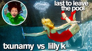 24 Hour LAST TO LEAVE POOL Challenge ft Lilly K vs Txunamy [upl. by Ellenid50]