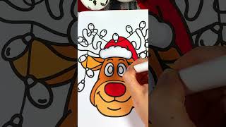 ASMR Colour With Me Reindeer Christmas Coloring Oddly Satisfying Relaxing Art [upl. by Kloman998]