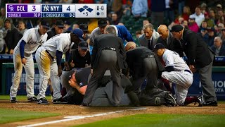 MLB Umpire SMASHED by Broken Bat [upl. by Gayner]