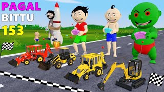 Pagal Bittu Sittu 153  Toy Jcb Wala Cartoon  Jcb Tractor  Gadi Wala Cartoon  Bittu Sittu Toons [upl. by Anrol]