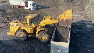 Caterpillar 990 Wheel Loader Loading Coal On Lorries  SGM Melidis [upl. by Eblehs]