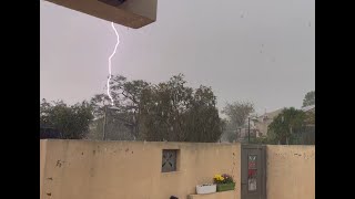 03192024  Super Close Lightning Strike  Severe Thunderstorm with Heavy Rain and Hail [upl. by Walters28]