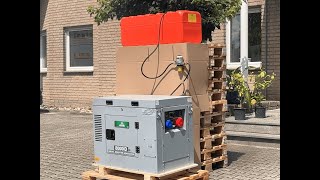 Diesel Inverter Stromaggregat FME 8000iDSP 230V amp 400V Inbetriebnahme Selbstentlüftender Aufbau [upl. by Norat]