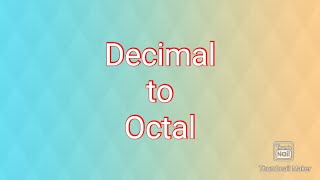 Convert decimal to octal in Tamil [upl. by Aneloj]