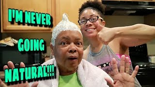 Going From Natural To Permed  Perming My Moms Hair  Putting In A Relaxer For Beginners [upl. by Ahsyen]