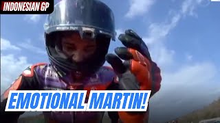 Jorge Martin EMOTIONAL CELEBRATION after winning Indonesian GP  9 RIDERS CRASHED [upl. by Einnim]