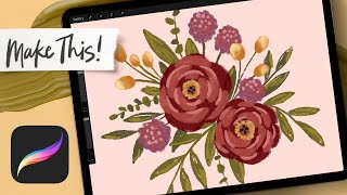 Messy Gouache Flowers in Procreate  PROCREATE FOR BEGINNERS [upl. by Ecinehs803]