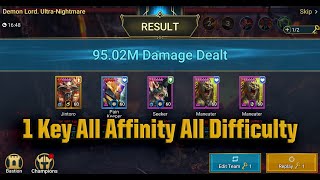 Jintoro Bateater 1 key Clan Boss All Affinity All Difficulty Raid Shadow Legends [upl. by Adamina]