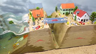 City Model Flood Collapse  Dam Breach Experiment  Natural Disaster vs Double Dam [upl. by Thorma]