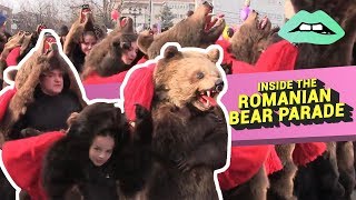 People Parade Through Romania In Bear Suits To Ward Off Evil Spirits [upl. by Labotsirc69]