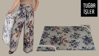 Very Easy Wrap Trouser Cutting and Sewing  Tuğba İşler [upl. by Hotchkiss377]