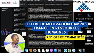 Lettre de Motivation Campus France pour candidature Ressources humaines  rédaction et commentaire [upl. by Albie]