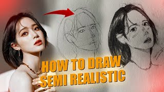 Learn To Draw SemiRealistic Girl Face  Tutorial For Beginners [upl. by Partridge]