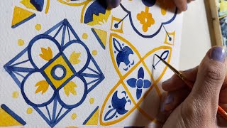 Watercolor Tutorial Moroccan Tiles [upl. by Sparkie100]