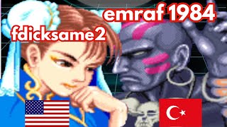 Street Fighter II Champion Edition CHUN LI fdicksame2 VS DHALSIM emraf1984 [upl. by Mw]