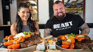 Insane 100oz MONSTER STEAK Food Challenge Ft Leah Shutkever [upl. by Earvin70]