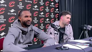 Evan Mobley Speaks On Clutch Three And Defense Georges Niang Discusses Hot March For Cavs [upl. by Leizahaj]