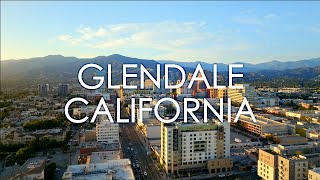 Glendale California  4K Drone Footage Downtown Americana Houses Night [upl. by Thgiwd]