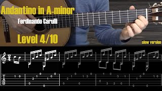 Andantino  F Carulli Guitar Lesson  TAB [upl. by Nrublim]