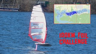 100km Windfoil Challenge  Distance Attempt on a lake [upl. by Elahcar]