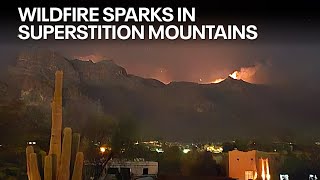 Siphon Fire burning in Superstition Mountains [upl. by Leuqcar]