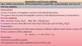 Haematinics and Ferrous sulphate monograph [upl. by Loutitia121]