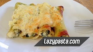 Cannelloni with spinach ricotta and bacon  easy pasta recipes by Lazy Pasta [upl. by Hodgkinson]