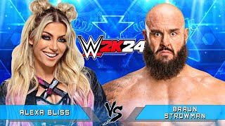 WWE 2K24  Braun Strowman Vs Alexa Bliss  Singles Match at WWE RAW [upl. by Ellac]