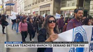 Chilean teachers march to demand better pay and conditions [upl. by Siednarb]