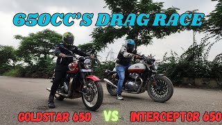 BSA Goldstar 650 vs Interceptor 650 Heavy Drag Race 🏍️☠️  650cc Battle  Trending Drag Race [upl. by Thier599]