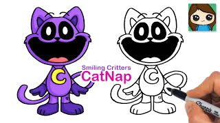 How to Draw CatNap Smiling Critters  Poppy Playtime [upl. by Etireuqram]