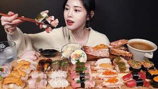 SUB초밥 한판 먹방🍣 참치뱃살 간장새우 가리비관자 홍새우회에 바삭한 머리튀김까지 꿀조합 리얼사운드 Assorted Sushi Mukbang Asmr [upl. by Noisla]