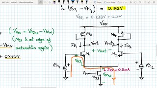 Analog VLSI Design Lecture 333 Numerical on Differential amplifier with MOSFET loads Part 1 [upl. by Saidee541]