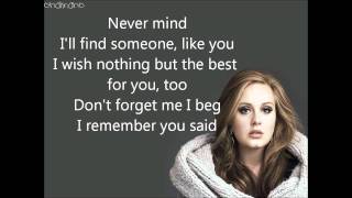 Someone Like You  Adele Lyrics HD [upl. by Iives]