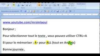 Microsoft Word sélectionner le texte entier dun document  tutorial [upl. by Lleynad]