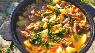 ЖАРКОЕ С ШАМПИНЬОНАМИ ПО ДАЧНОМУкартошка тушёная в казане с мясом и грибами [upl. by Irrem489]